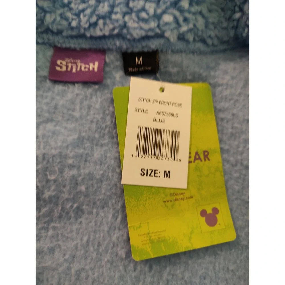 Disney Stitch Zip Front Robe Womens Size‎ Medium Fleece Blue Pink New With Tags - Picture 10 of 12
